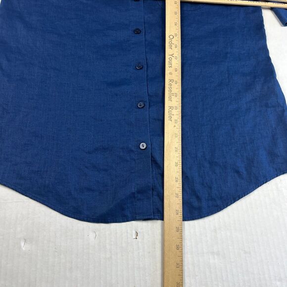Chicos No Iron Linen Shirt Blue Button Down 3/4 Sleeve Collared Top Small .5 - Picture 6 of 10